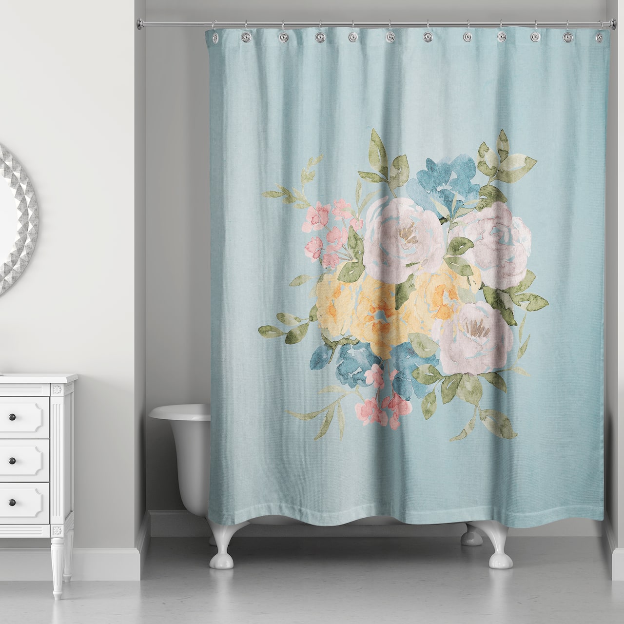 Flowers Colorful Watercolor 71" x 74" Shower Curtain